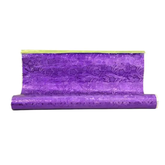 JAM Paper Windsor Cameo Floral Foil Wrapping Paper, 20" x 30ft. Purple {1}