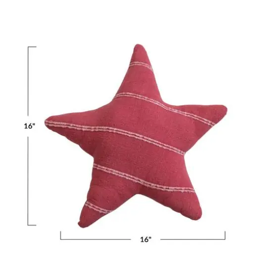 Hello Honey® 16" Red & White Stripes Star-Shaped Brushed Flannel Throw Pillow {4}