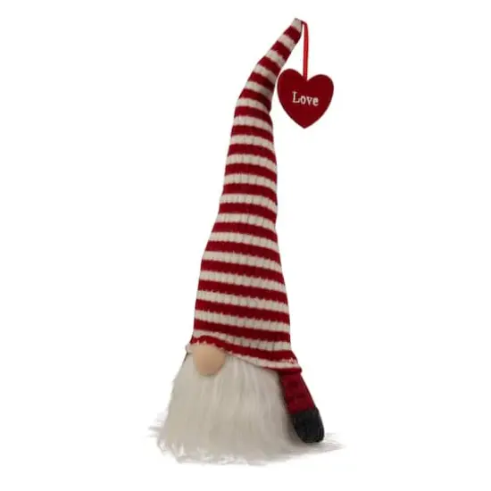 13.5" Lighted Red & White Striped Hat Valentine's Day Gnome {5}