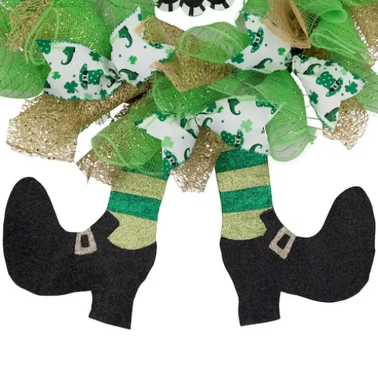 24" Happy St. Patrick's Day Ribbon Wreath with Leprechaun Hat {4}