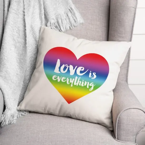 Love Everything Rainbow 16" x 16" Throw Pillow {3}