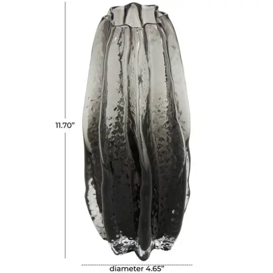 12" Black Ombre Wavy Abstract Glass Vase {5}