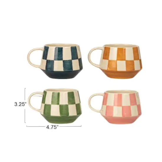 Hello Honey&reg; 10oz. Checkered Stoneware Mug, 4ct. {4}