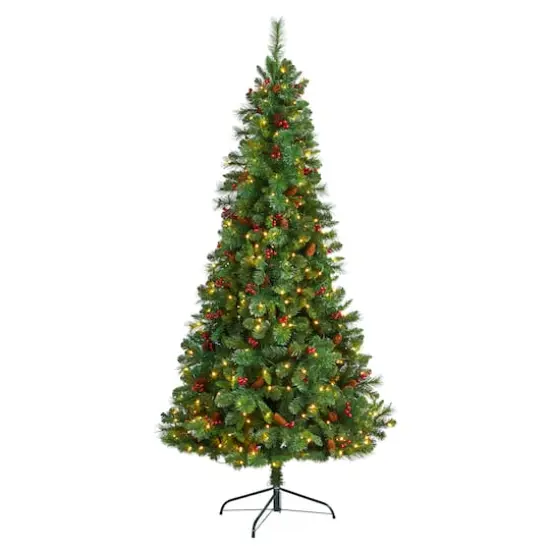 7ft. Pre-Lit Flat Back Montreal Mountain Pine Artificial Christmas Tree, White LED Lights {1}