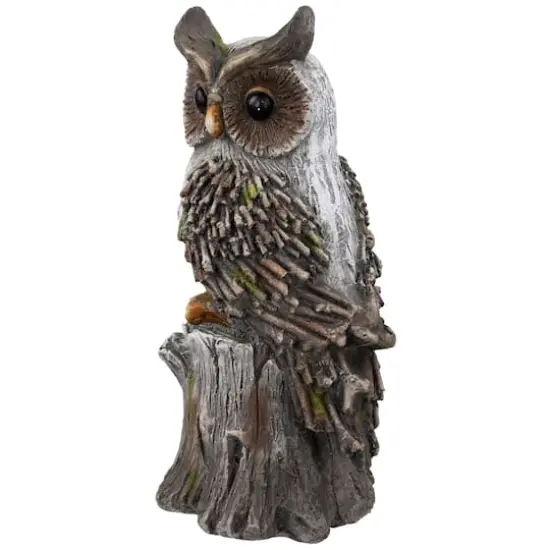17.75" Perched Owl Outdoor Garden Statue {5}