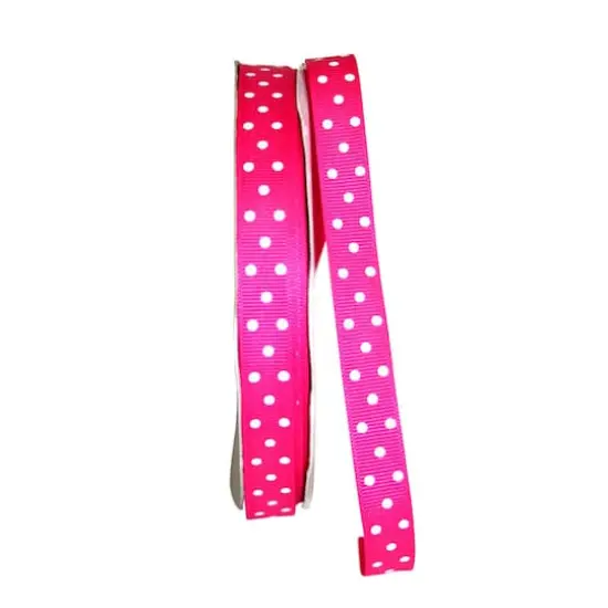 JAM Paper 5/8" x 50yd. Grosgrain Confetti Dots Ribbon Shocking Pink {1}