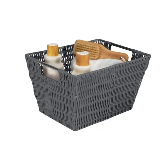 Simplify Medium Charcoal Rattan Storage Basket {5}