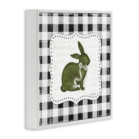 Stupell Industries Festive Easter Bunny Ribbon Spring Plaid Pattern Framed Giclee Art White {4}