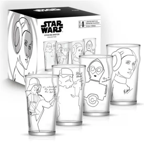 JoyJolt® Star Wars™ 19oz. Striking Sketch Characters Collection Pint Mug Set, 4ct. {7}