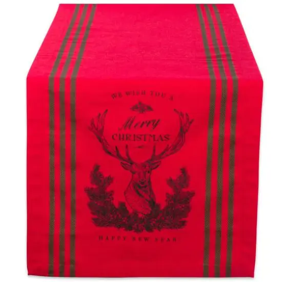 DII&reg; 108" Red Stag Christmas Print Table Runner {1}