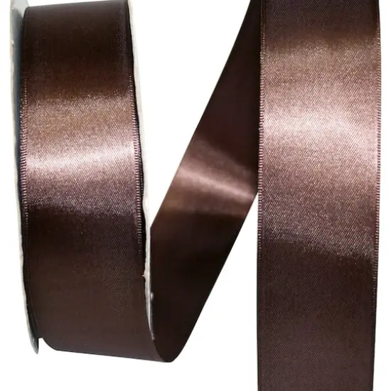 JAM Paper 1.5"x 50yd. Double Face Satin Ribbon Brown {1}