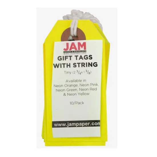 JAM Paper Tiny Gift Tags with String, 100ct. Neon Yellow {5}