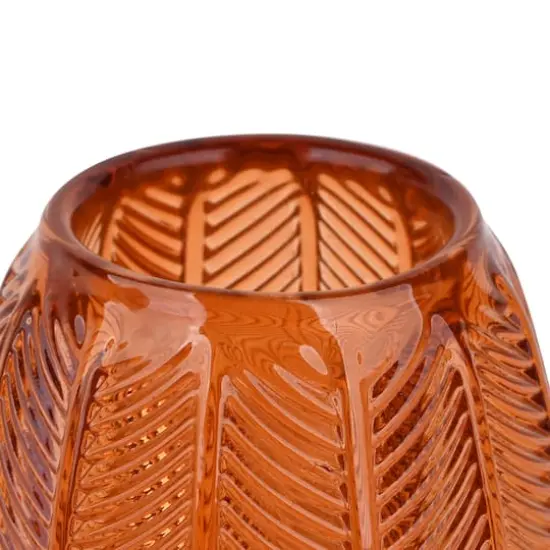 5" Vintage-Style Leaf-Textured Glass Candle Holder by Ashland&reg; Orange {5}