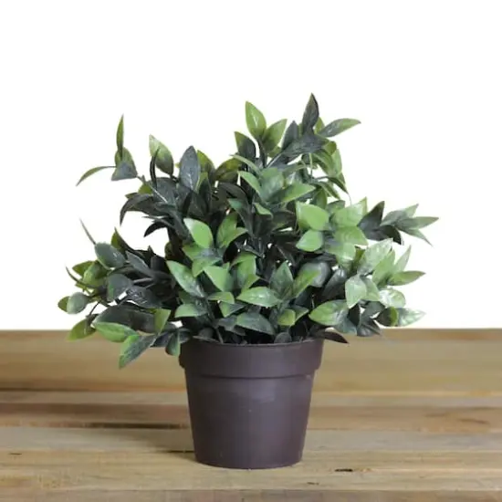 9.5" Artificial Green Spring Foliage in Brown Pot {3}