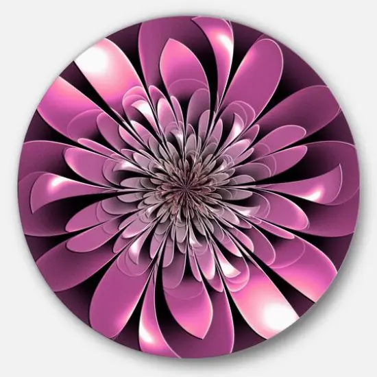 Designart - Glittering Lush Purple Fractal Flower' Floral Metal Circle Wall Art {1}