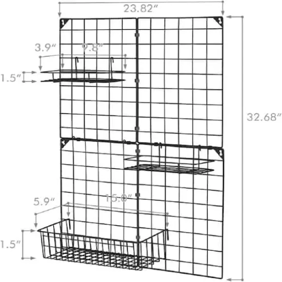 NEX&trade; Black Wall Grid Panel with 3 Wire Baskets {5}