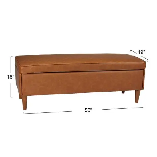 Hello Honey&reg; Cognac Vegan Leather Bench with Storage {9}