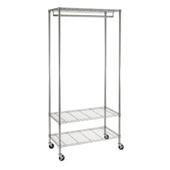 Honey Can Do Chrome 3-Shelf Deluxe Rolling Garment Rack {1}