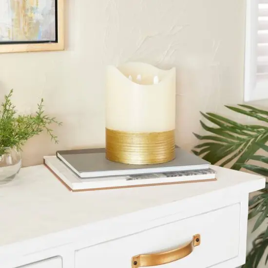 Cream & Gold Traditional Flameless Candle {3}