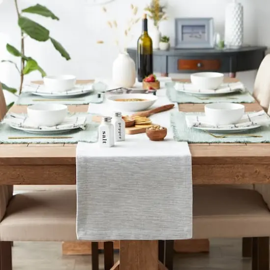 DII® 72" Tonal Recycled Cotton Slubby Rib Table Runner Light Gray {7}