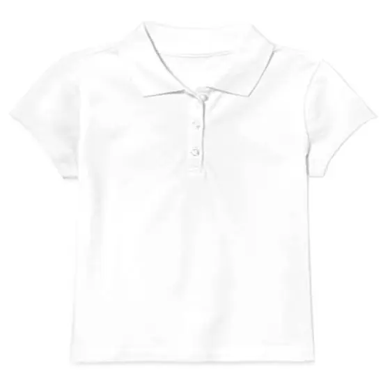 Galaxy by Harvic Short Sleeve Stretch Girl’s Pique Polo Shirt White {1}