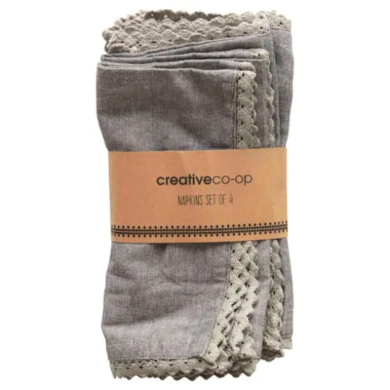 Hello Honey&reg; Gray Square Cotton Lace Napkins, 4ct. {1}