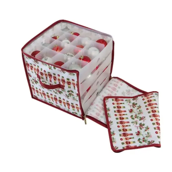 Laura Ashley Nutcracker Print Stackable Christmas Ornament Storage Box {6}