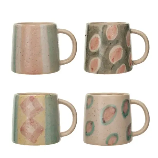 Hello Honey&reg; 4.25" Pink & Green Round Terra Cotta Mug Set {1}
