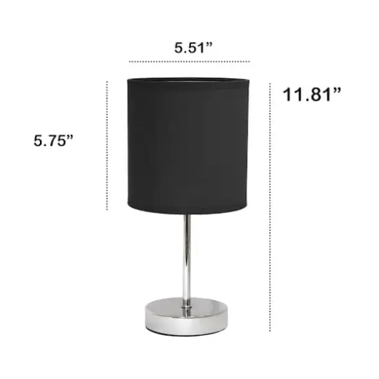 Creekwood Home Nauru 12" Brushed Nickel Petite Metal Stick Table Lamp Black {4}