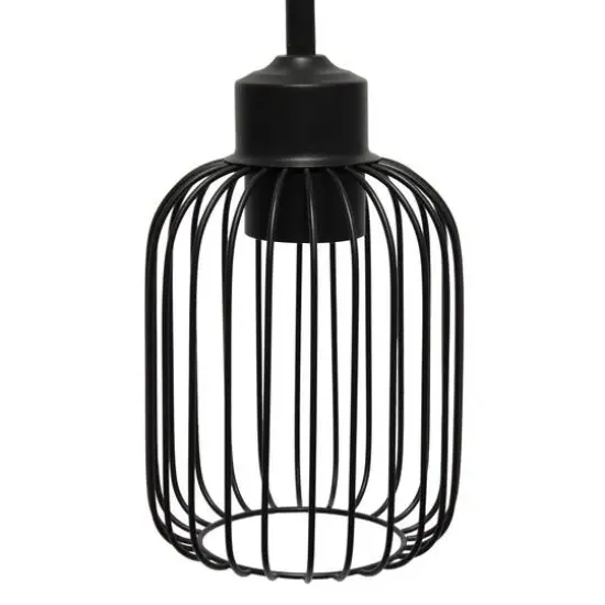 Lalia Home Ironhouse 7" Black 1-Light Metal Caged Mini Pendant {9}