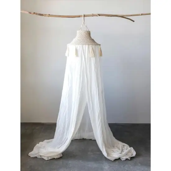 Hello Honey&reg; White Cotton Macram&eacute; Canopy with Tassels {4}
