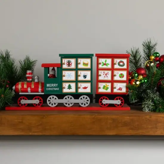 16.5" Locomotive Train Wood Christmas Advent Calendar {3}