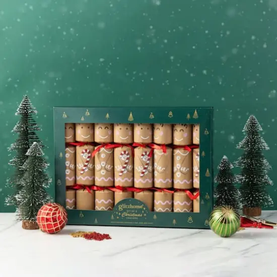 Glitzhome&reg; 8PK 2"D x 12"H Gingerbread Man Christmas Party Crackers with Gift Contents {3}