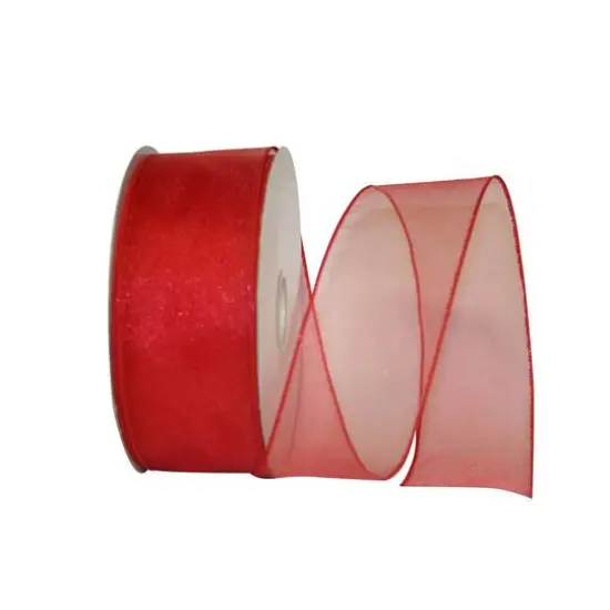 JAM Paper 2.5" x 50yd. Sheer Wired Ribbon Watermelon {2}