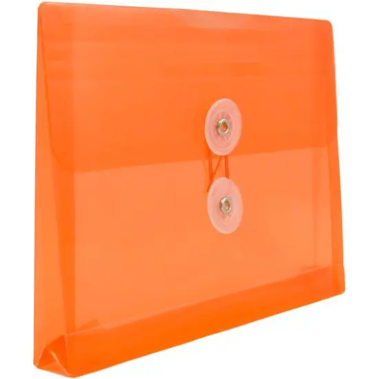 JAM Paper 5.5" x 7.5" Button & String Tie Closure Plastic Envelopes, 12ct. Orange {5}