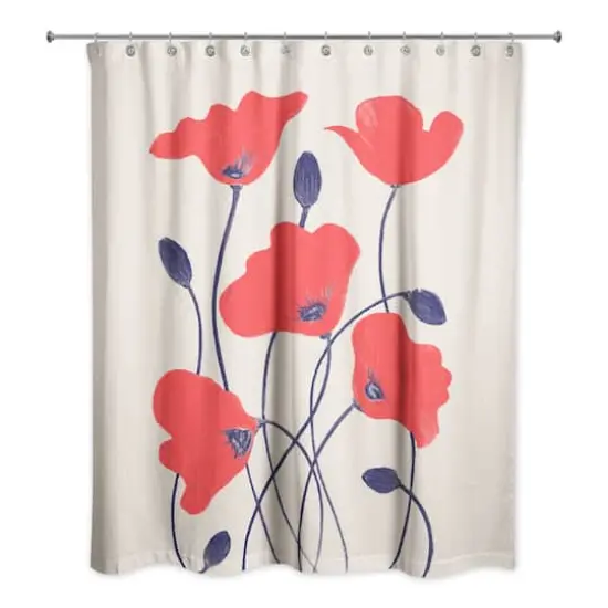 Simple Red Poppies 71" x 74" Shower Curtain {1}