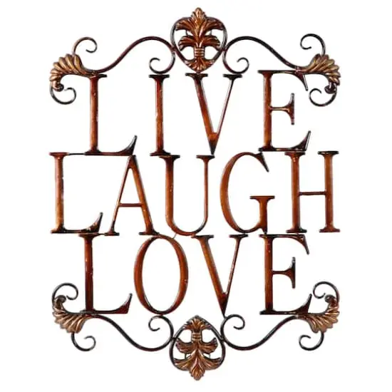 Brown Metal Live, Laugh, Love Wall Decoration {1}