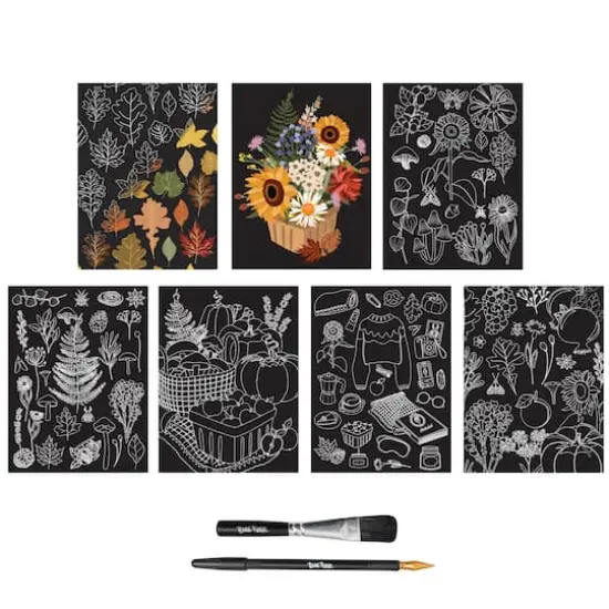 Brea Reese&trade; 6" x 8" Fall Foraging Scratch Art Paper Pad {3}