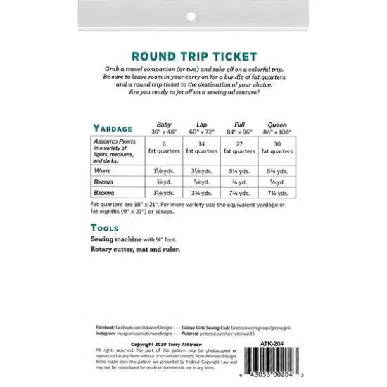 Atkinson Designs Round Trip Ticket Pattern {3}