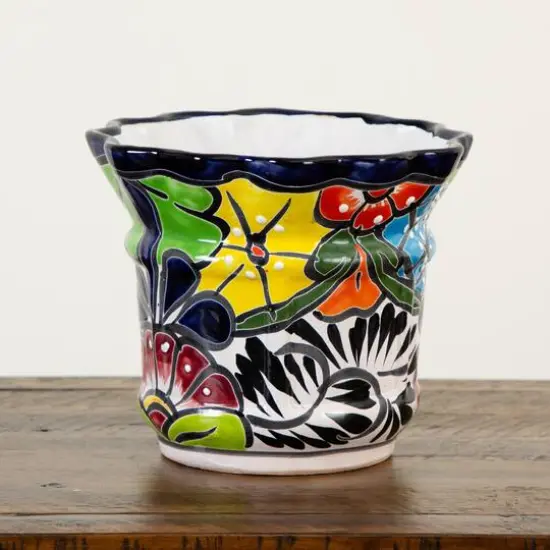 8" Handmade Mexican Talavera Ceramic Planter {6}