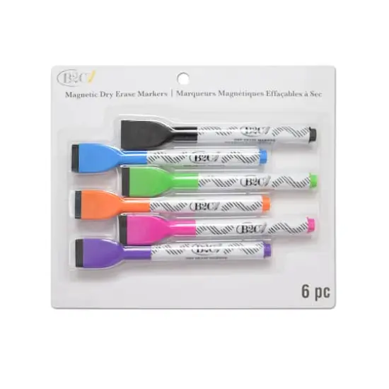 6 Color Magnetic Dry Erase Markers by B2C&trade; {5}