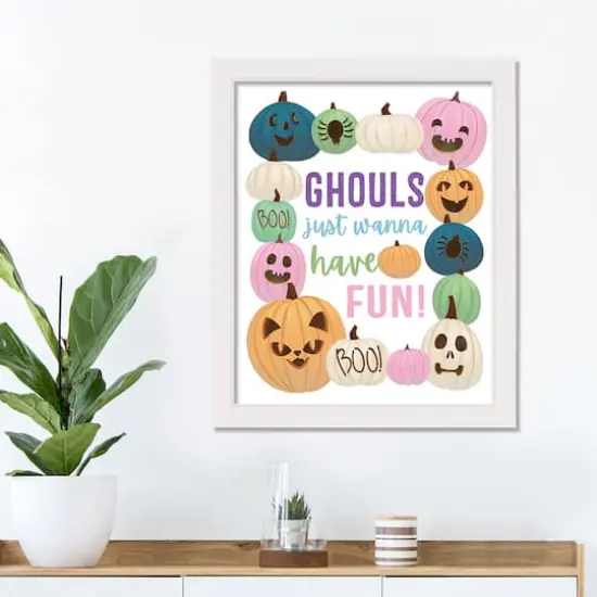 Ghouls Just Wanna Have Fun White Framed Print Wall Art {3}