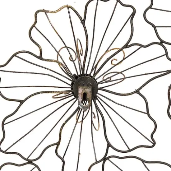 Gold Metal Modern Floral Wall Decoration {5}