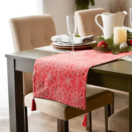 DII® 72'' Joyful Snowflakes Jacquard Reversible Table Runner {7}