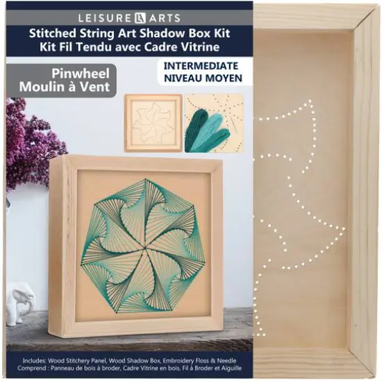 Leisure Arts&reg; Intermediate Pinwheel Wood Stitched String Art Shadow Box Kit {1}