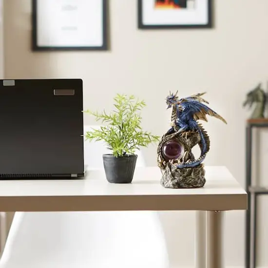 Blue Dragon on Rocks Statue 6" x 5.5" x 8.25" {4}