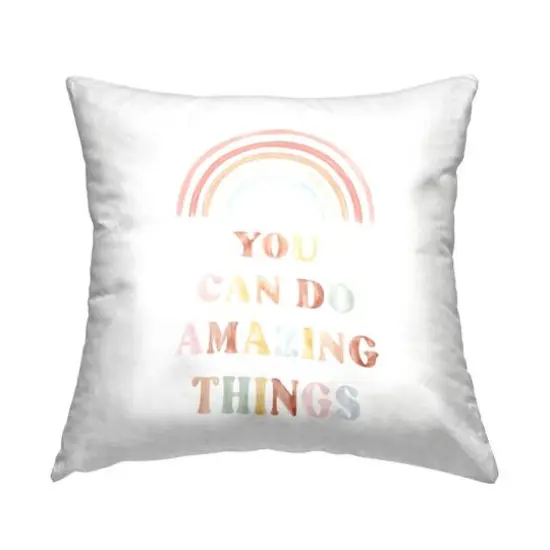 Stupell Industries You Can Do Amazing Things Pastel Rainbow Phrase Throw Pillow, 18" x 18" {1}