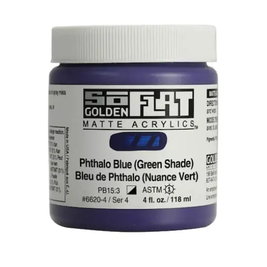 Golden&reg; SoFlat Matte Acrylic Paint, 4oz. Phthalo Blue (Green Shade) {1}