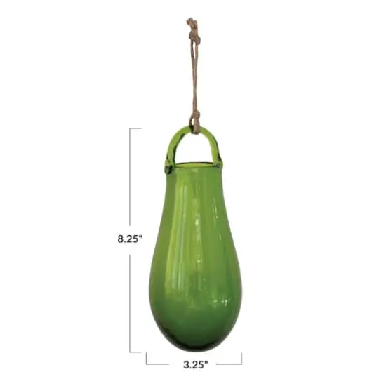 Hello Honey&reg; 8" Green Hand Blown Glass Hanging Vase {3}