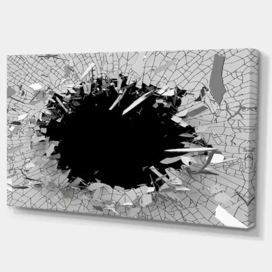 Designart - Abstract Broken Wall 3D Design - Oversized Abstract Canvas Wall Art {3}